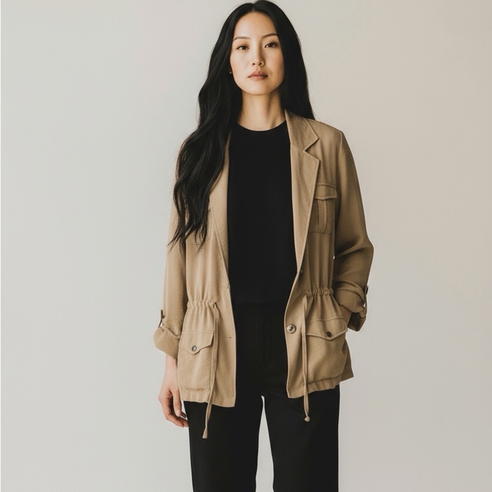 Ashley Stewart Khaki Tie Waist Anorak Jacket - Size 22/24